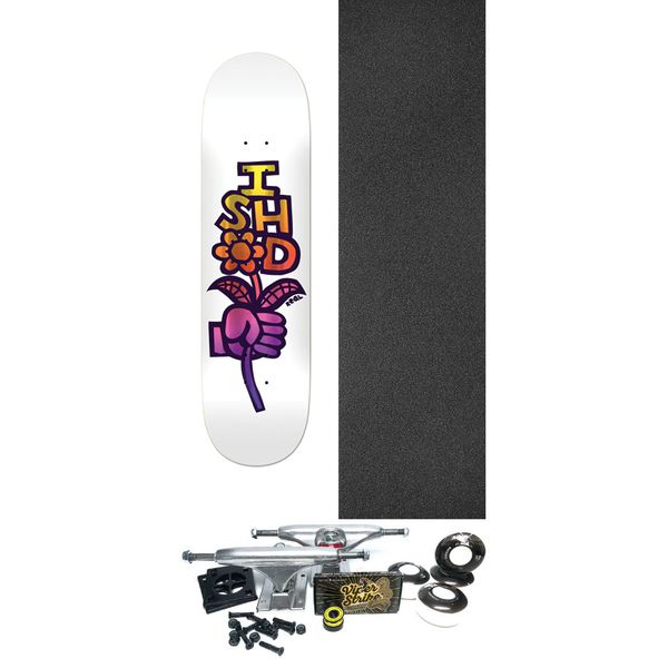 Real Skateboards Ishod Wair Bouquet White Skateboard Deck - 8.38" x 32.25" - Complete Skateboard Bundle